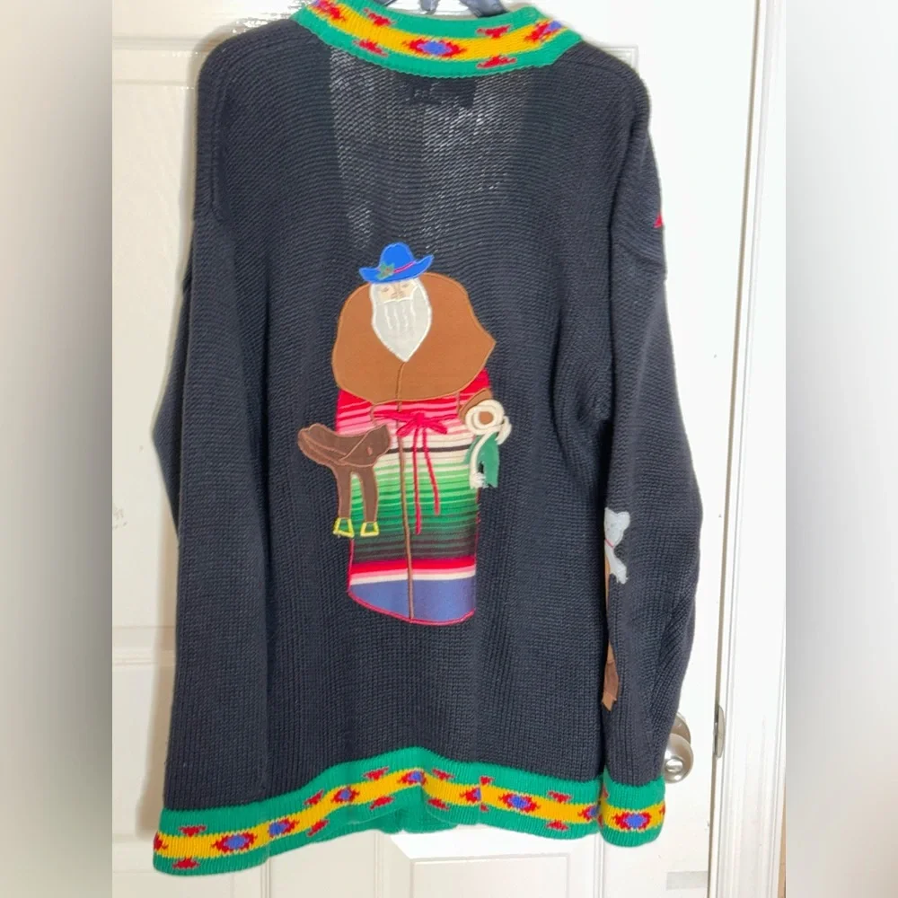 Sharon Young A Yull Yall Vintage holiday/western cardigan Rare find Medium - Picture 6 of 12